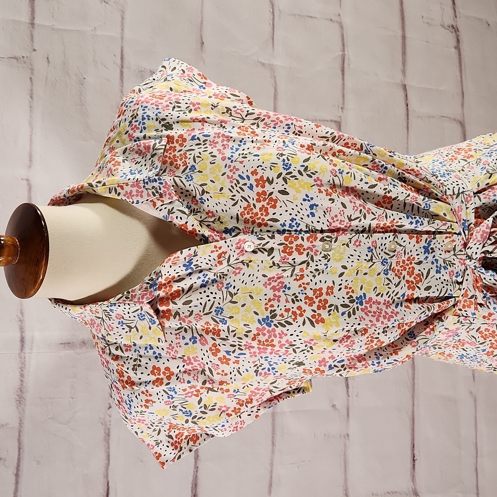 LOFT Floral Button Down Midi Dress